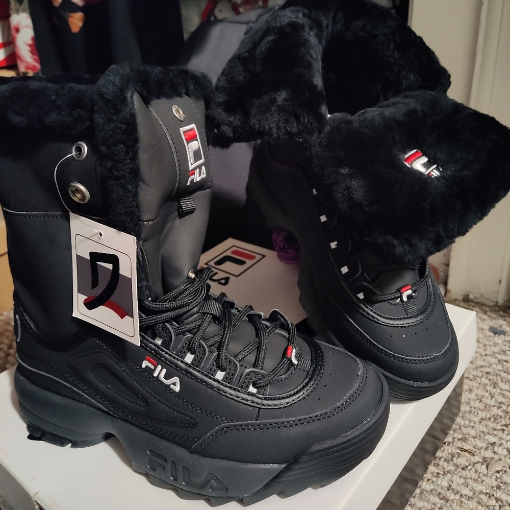 Fila Womens Disruptor Shearling blk/red/white size 7